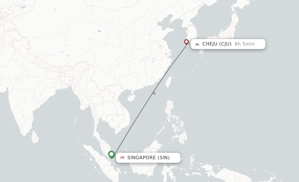 Direct (nonstop) flights from Singapore to Jeju schedules