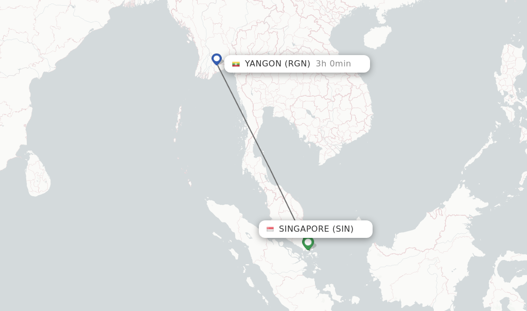 Direct (nonstop) flights from Singapore to Yangon schedules