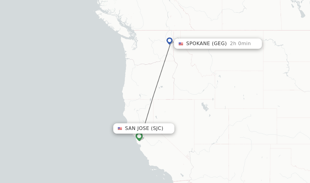 Direct (non-stop) flights from San Jose to Spokane - schedules ...