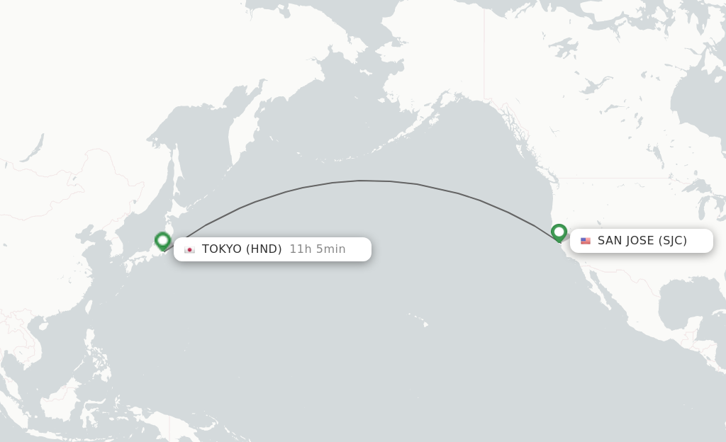 Direct (non-stop) flights from San Jose to Tokyo - schedules ...