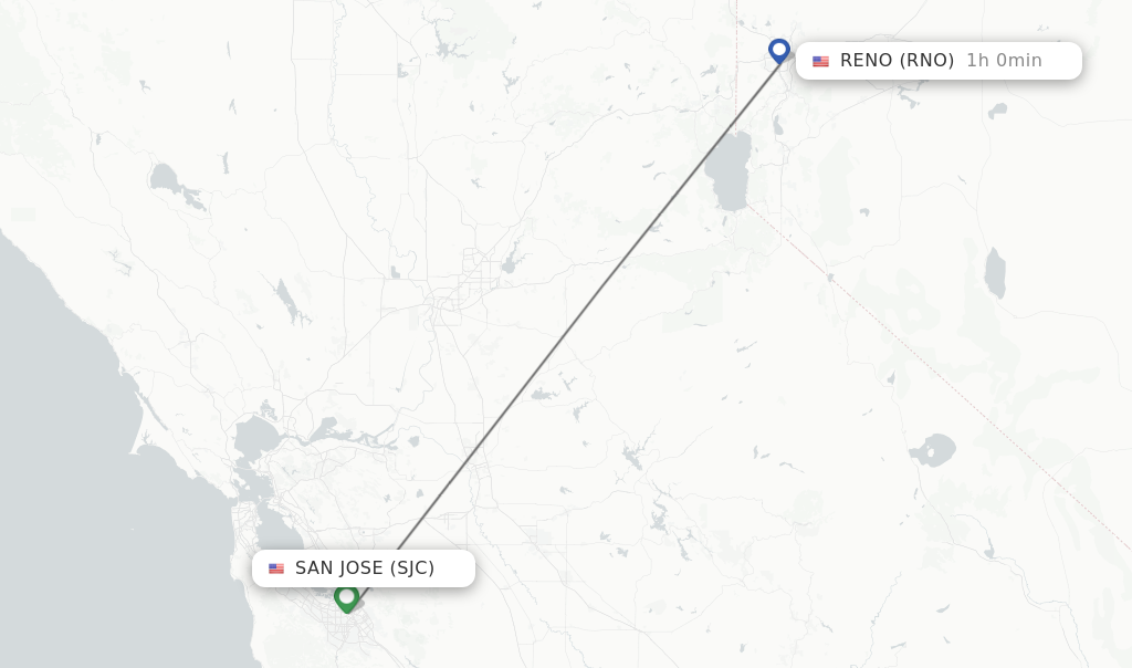 Direct non stop flights from San Jose to Reno schedules