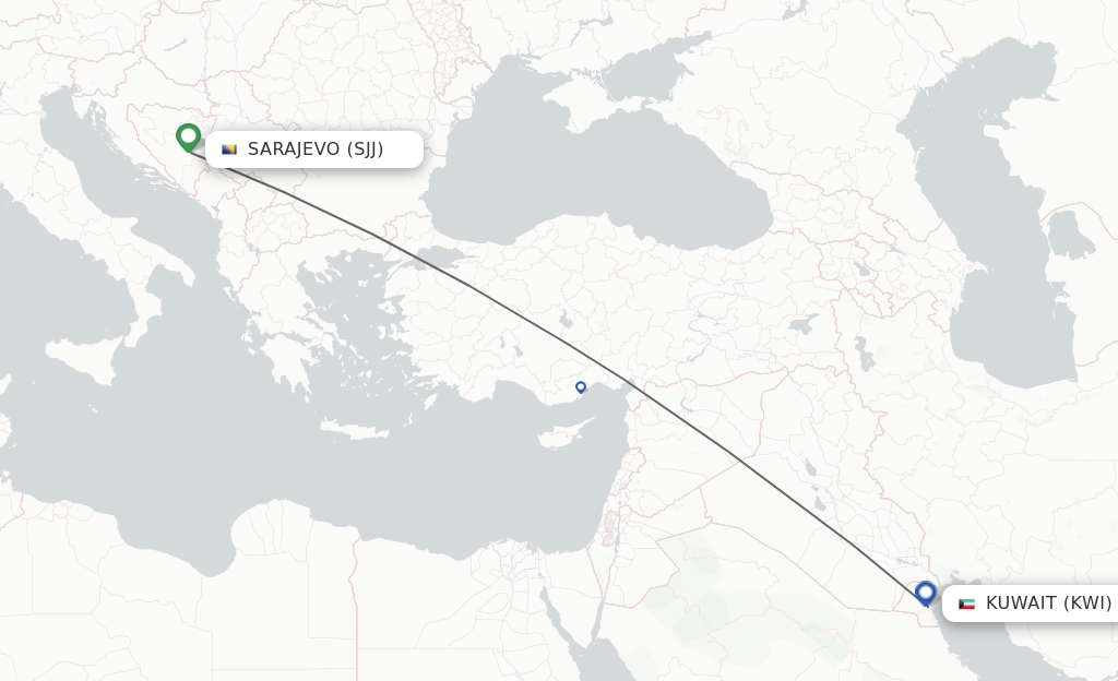 Direct non stop flights from Sarajevo to Kuwait schedules