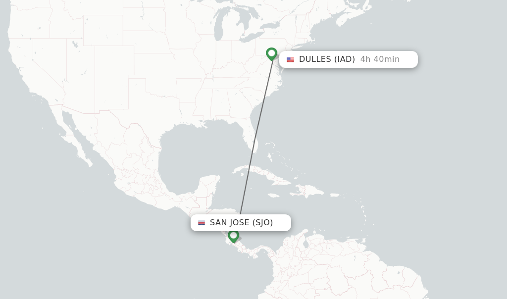 Direct non stop flights from San Jose to Dulles schedules