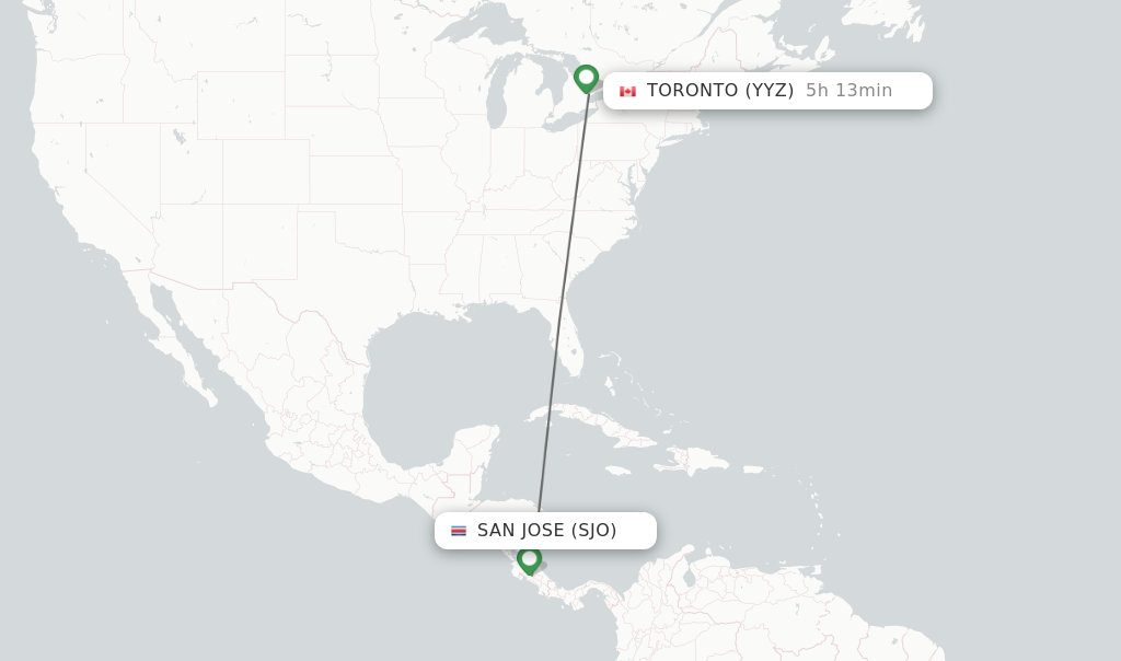 Direct non stop flights from San Jose to Toronto schedules