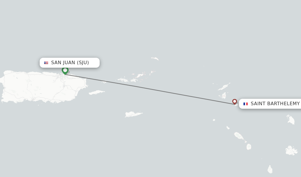 Direct (non-stop) flights from Anguilla to Saint Barthelemy - schedules 