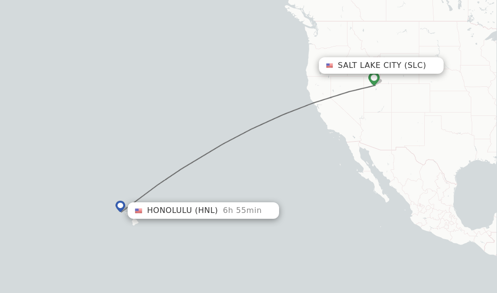 Flights from Salt Lake City to Honolulu route map
