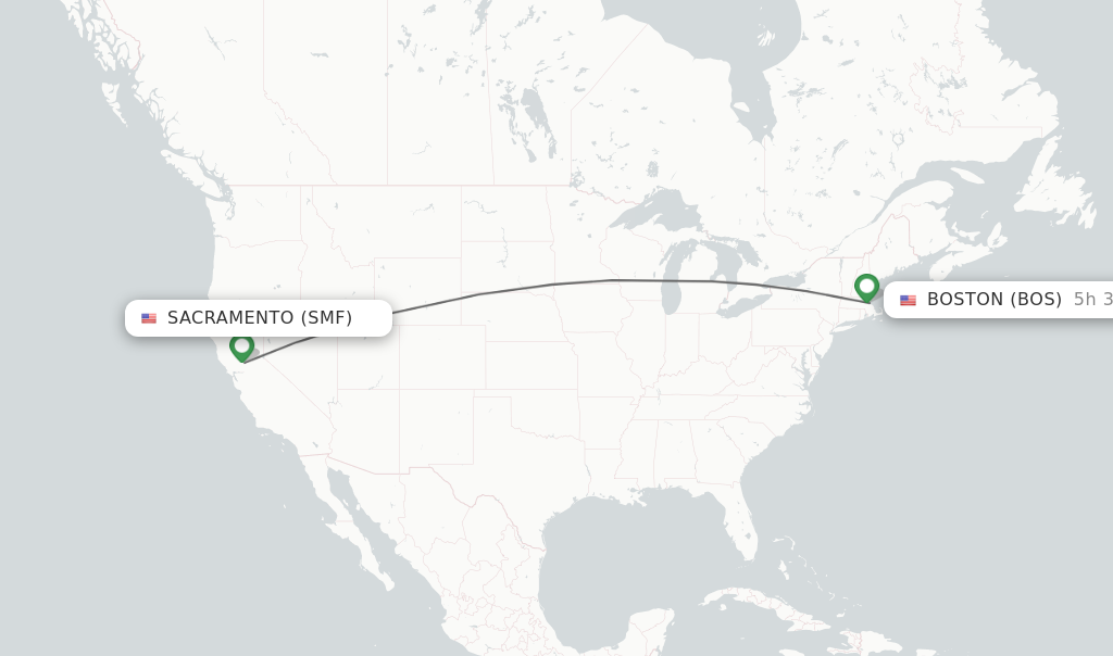 Direct non stop flights from Sacramento to Boston schedules