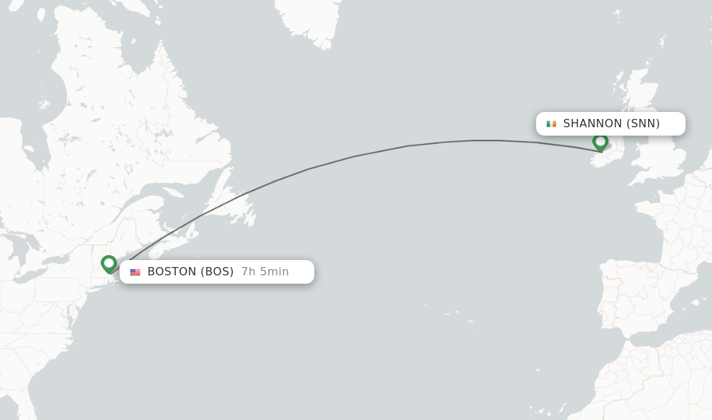 Direct (nonstop) flights from Shannon to Boston schedules