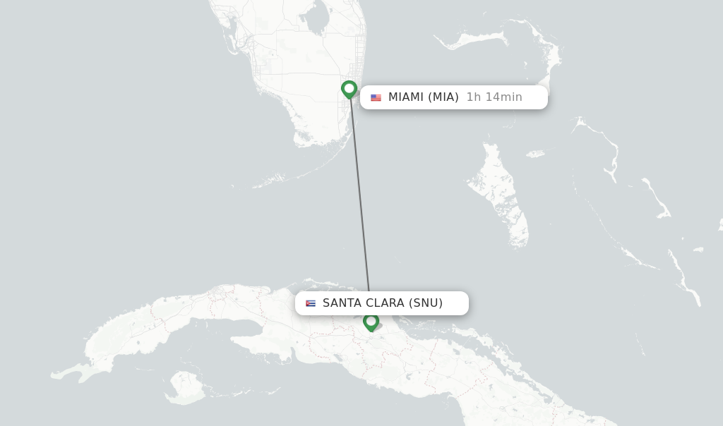 Direct non stop flights from Santa Clara to Miami schedules