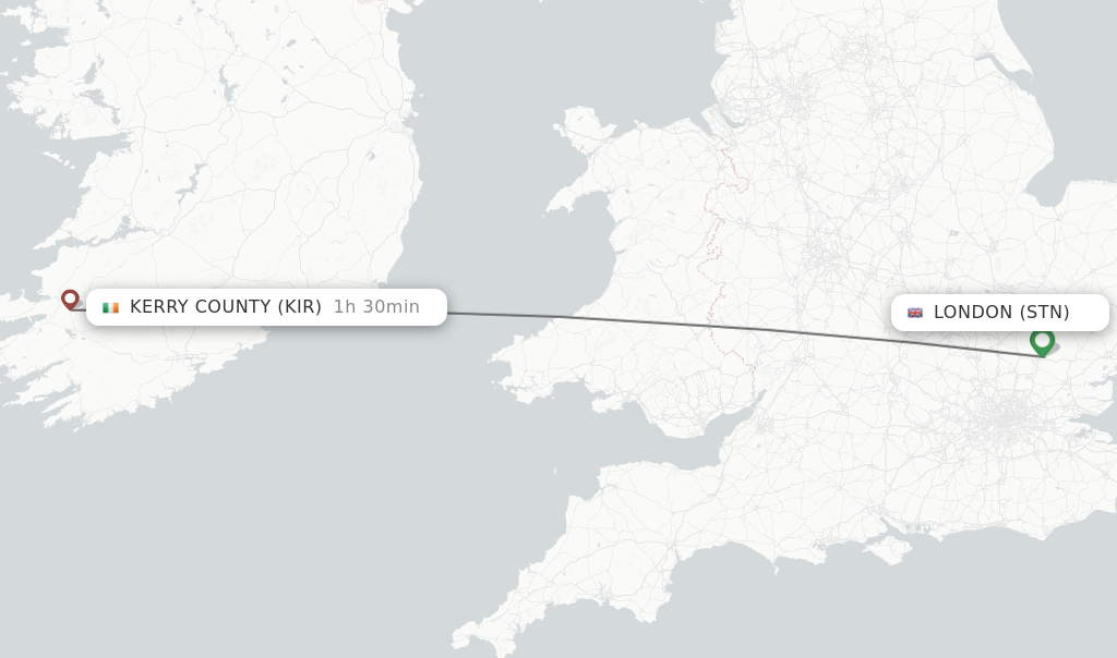 Direct non stop flights from London to Kerry County schedules