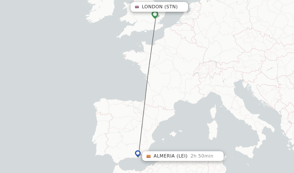 Direct (nonstop) flights from London to Almeria schedules