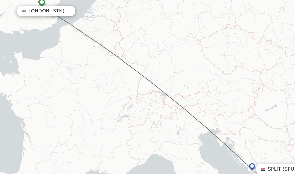 Direct non stop flights from London to Split schedules