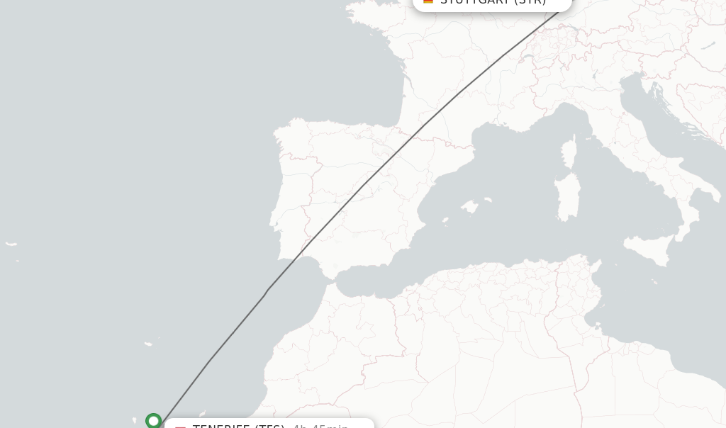 Direct (nonstop) flights from Stuttgart to Tenerife schedules