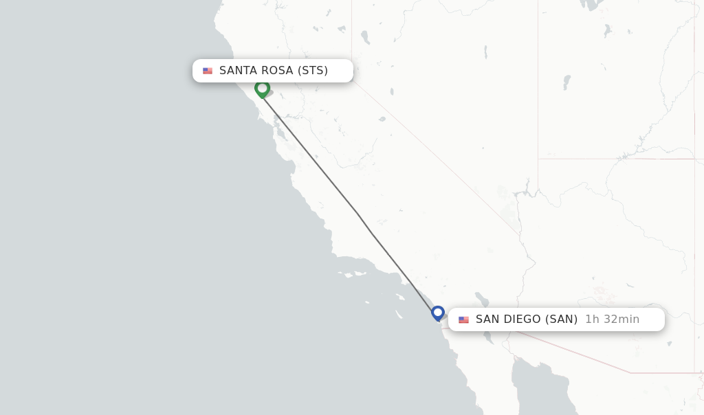 Direct non stop flights from Santa Rosa to San Diego schedules