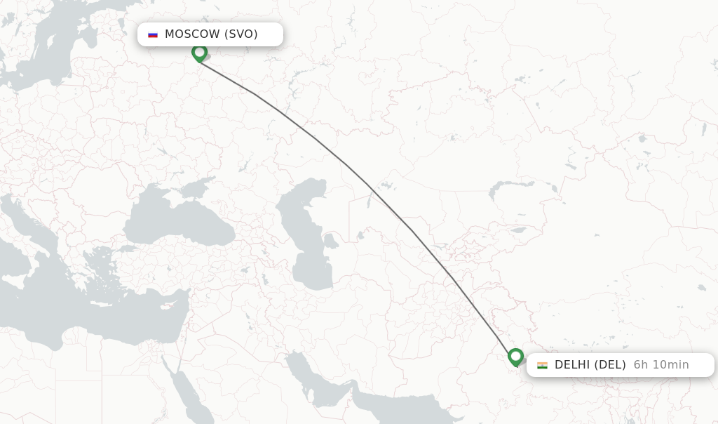 Moscow to delhi distance