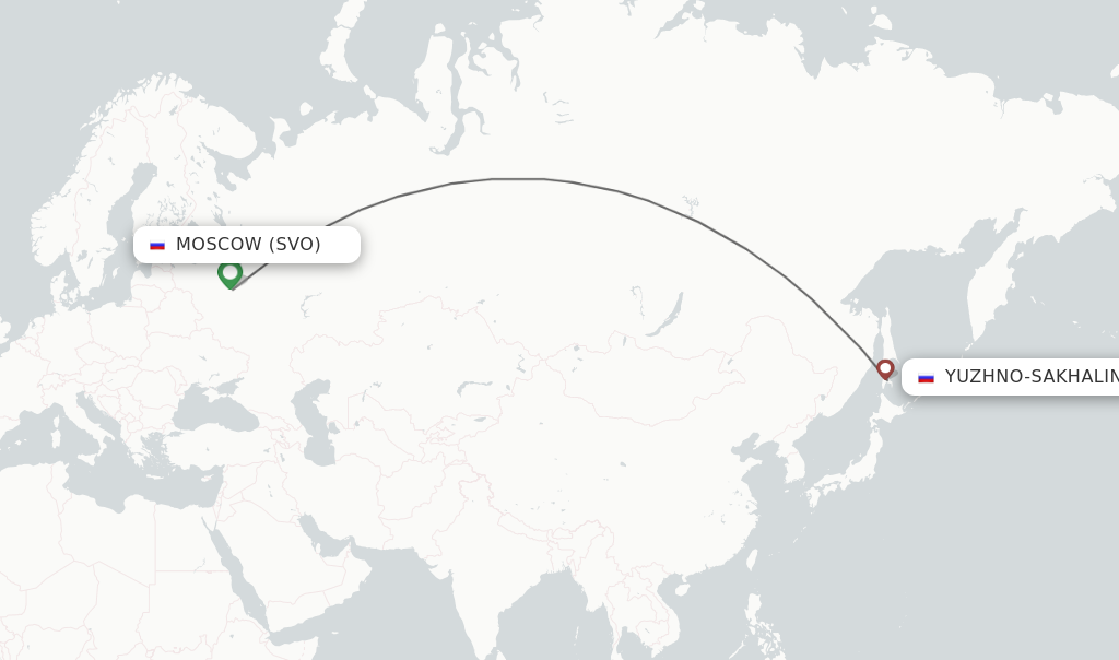 Direct non stop flights from Moscow to Yuzhno Sakhalinsk