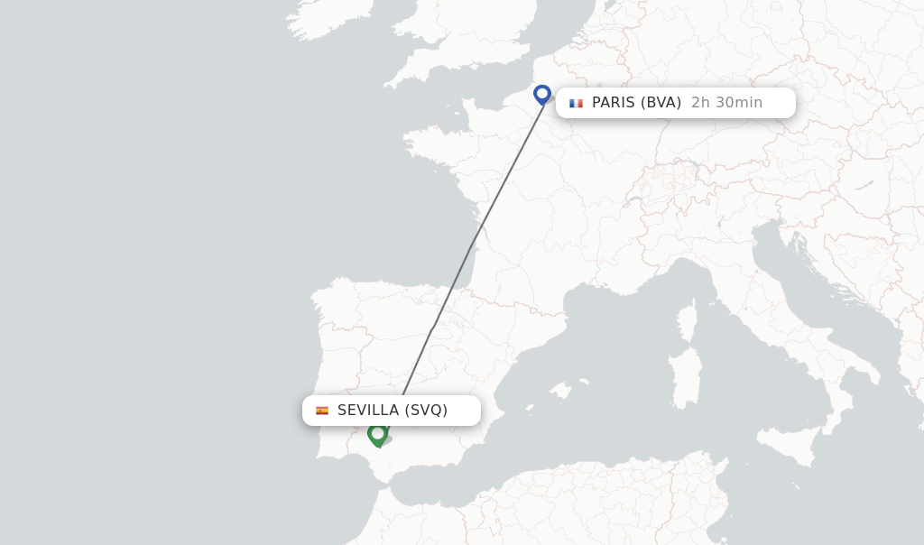 Direct non stop flights from Sevilla to Paris schedules