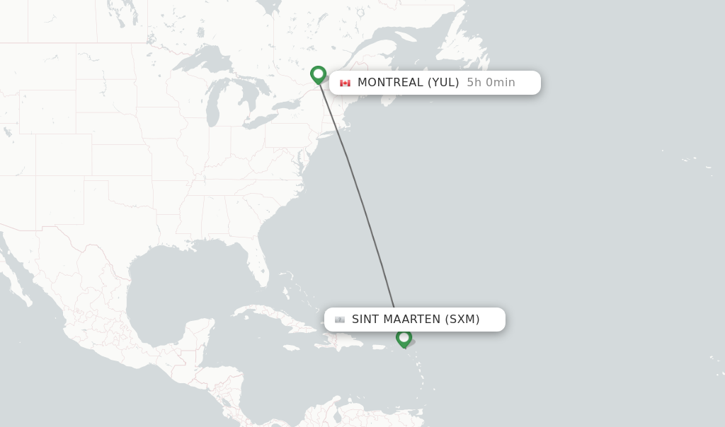 Direct (non-stop) flights from Sint Maarten to Montreal - schedules ...