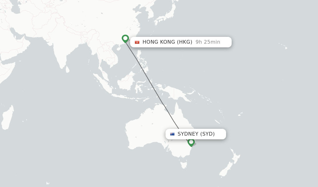 Direct (non-stop) flights from Sydney to Hong Kong - schedules