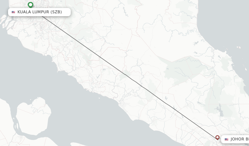 Direct (nonstop) flights from Kuala Lumpur to Johor Bharu  schedules