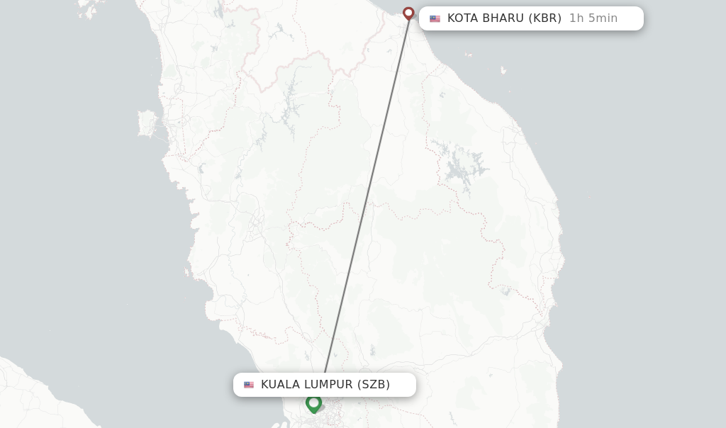 Direct (nonstop) flights from Kuala Lumpur to Kota Bahru  schedules