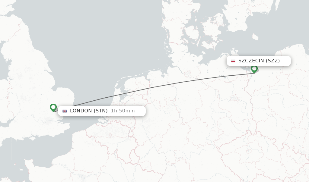 Direct non stop flights from Szczecin to London schedules