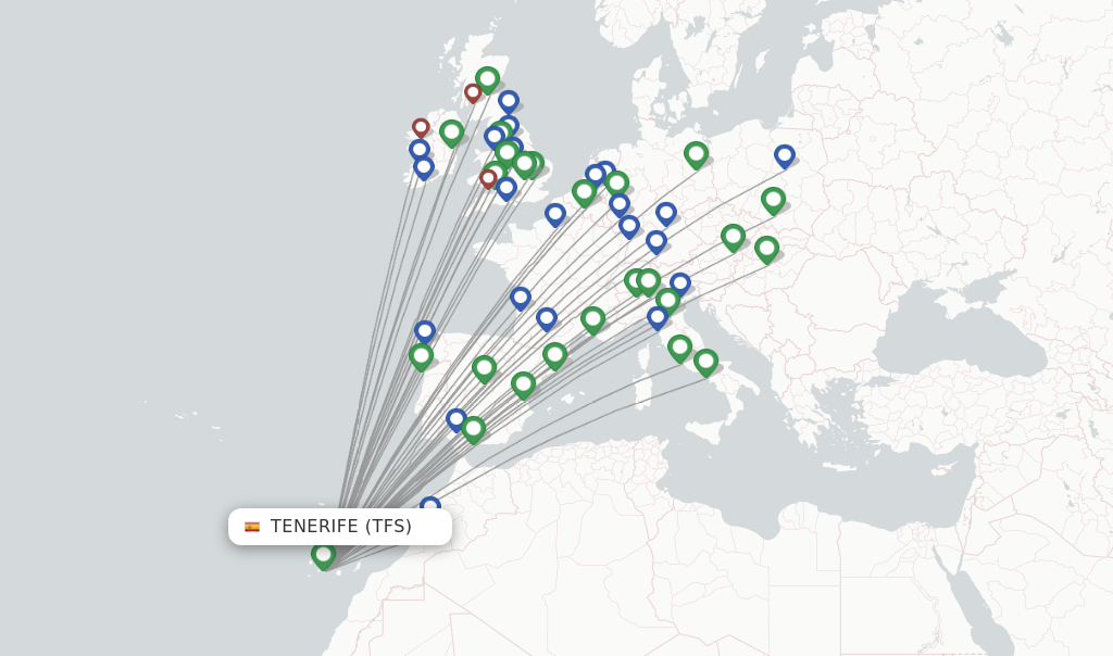 Ryanair flights from Tenerife, TFS