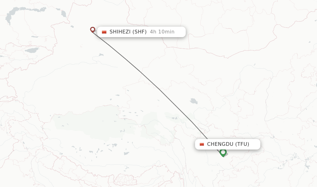 Direct (non-stop) flights from Chengdu to Shihezi - schedules ...