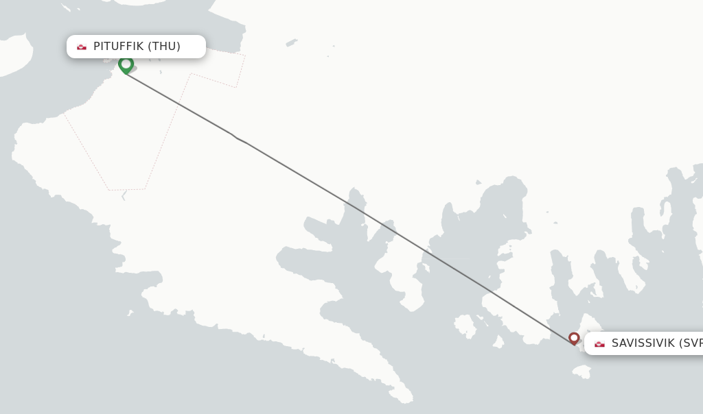 Direct non stop flights from Pituffik to Savissivik schedules