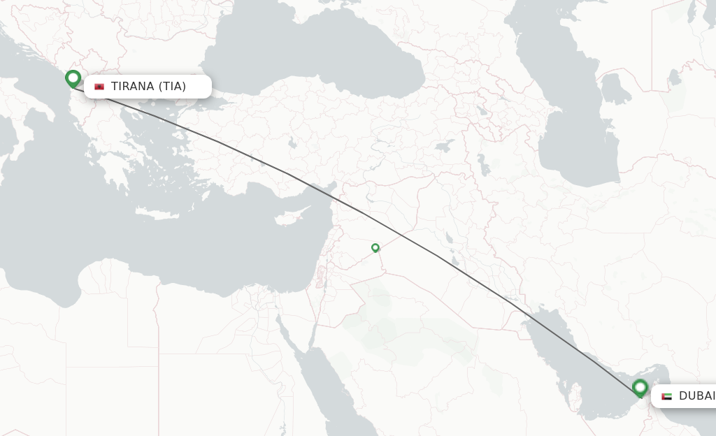 Direct non stop flights from Tirana to Dubai schedules