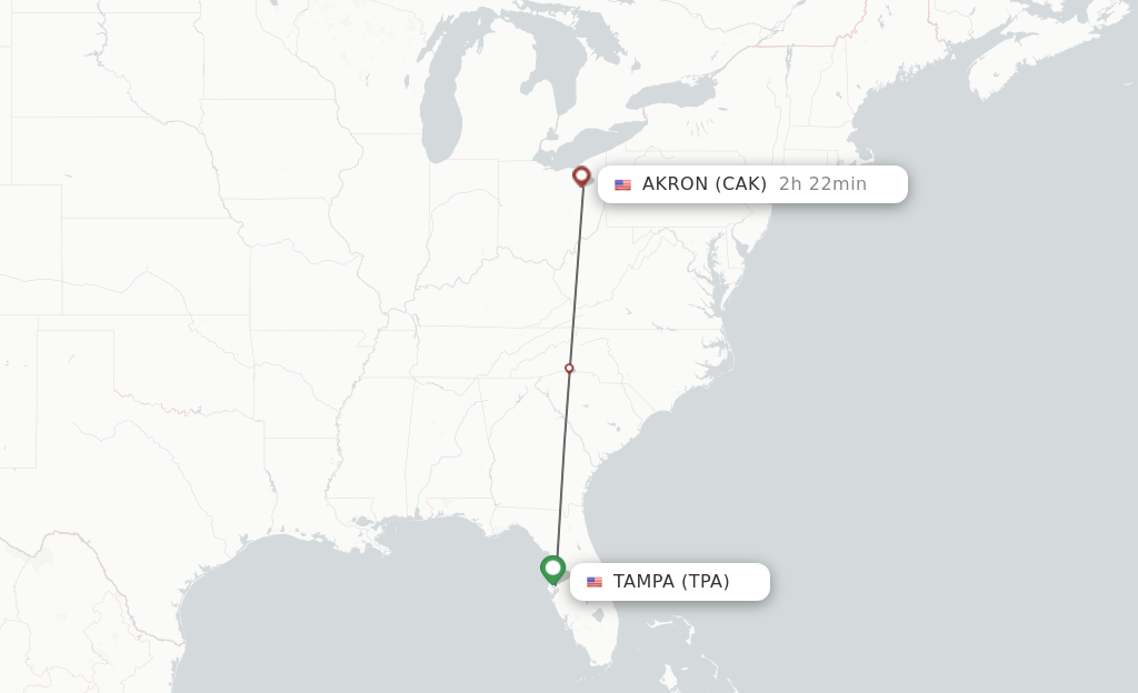 Direct non stop flights from Tampa to Akron schedules