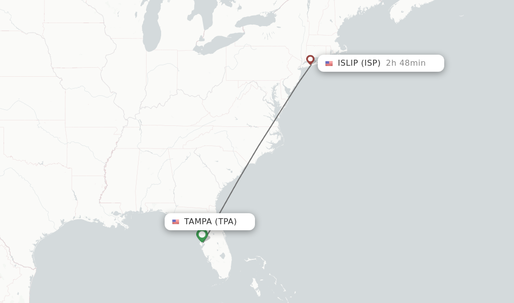 Direct non stop flights from Tampa to Islip schedules