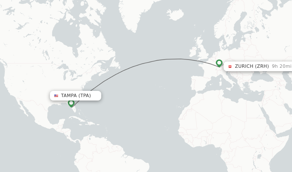 Direct non stop flights from Tampa to Zurich schedules