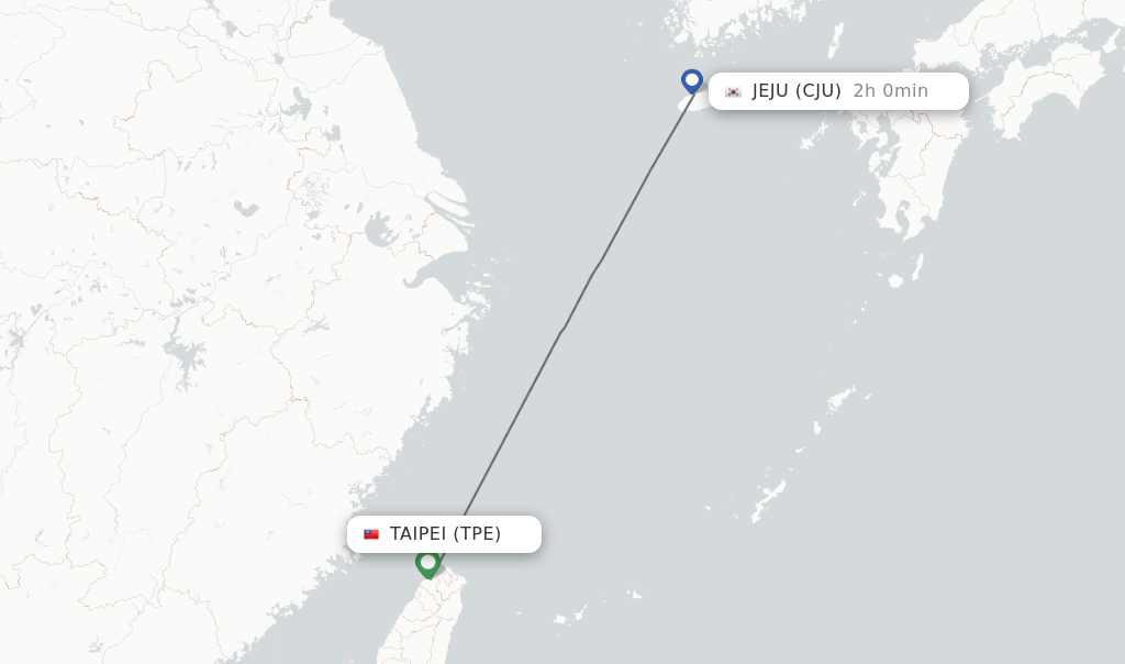 Direct (nonstop) flights from Taipei to Jeju schedules