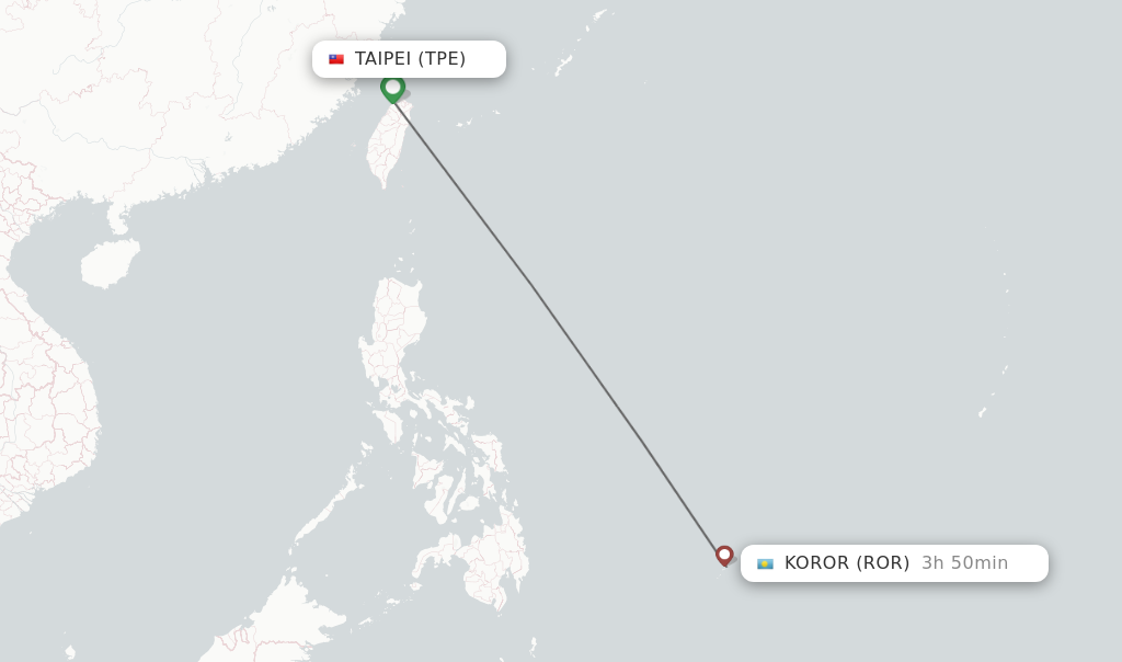 Direct (non-stop) Flights From Taipei To Koror - Schedules ...