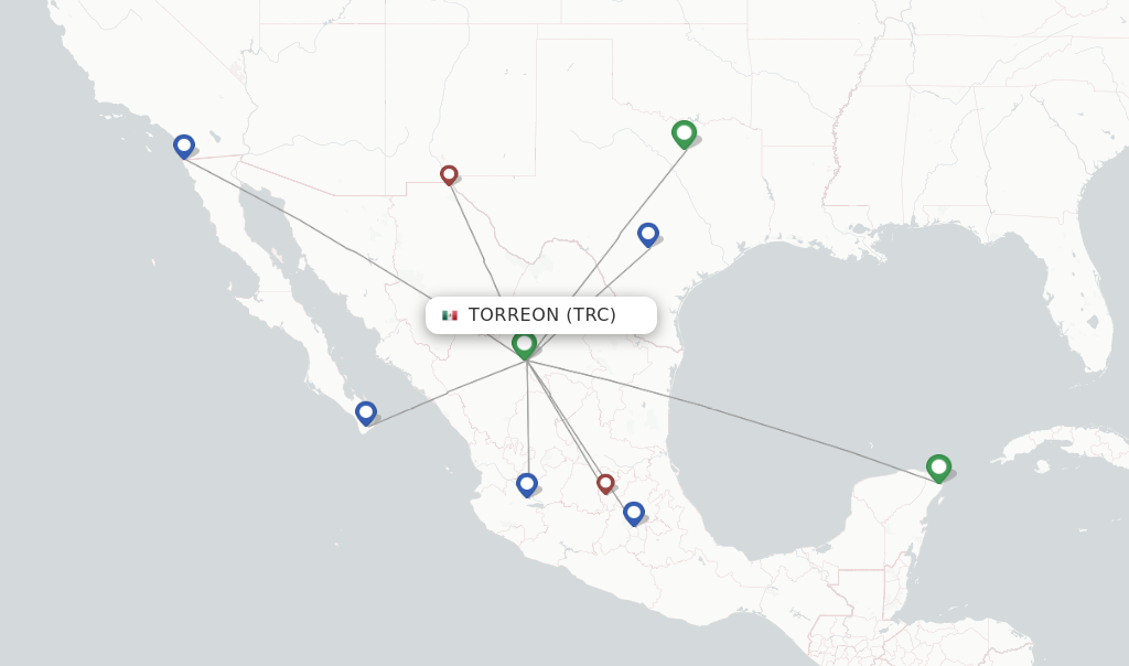 Direct (nonstop) flights from Torreon to Leon/Guanajuato schedules