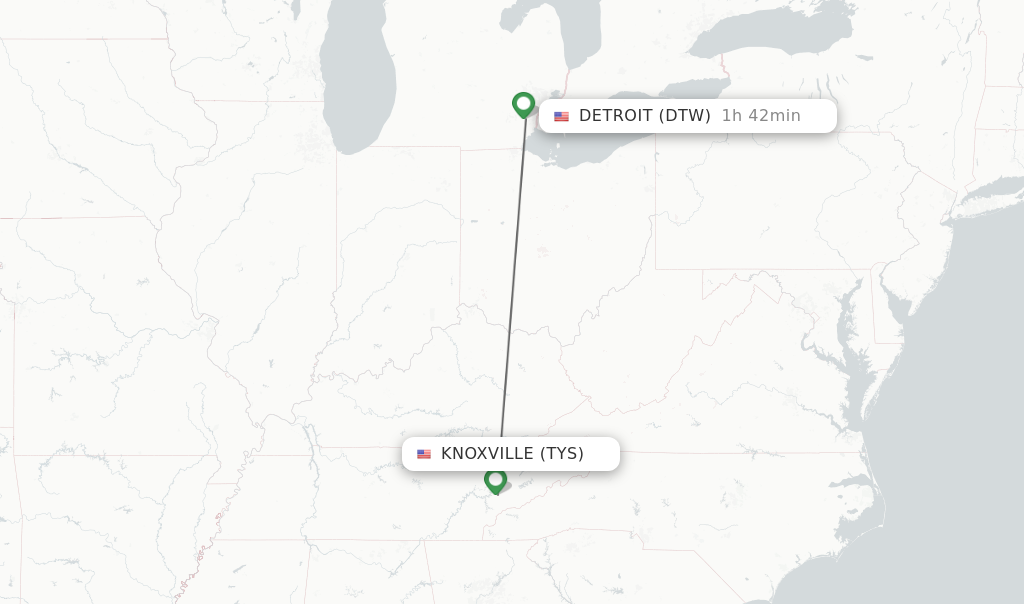 Direct non stop flights from Knoxville to Detroit schedules