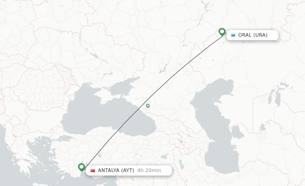 Direct (nonstop) flights from Uralsk to Antalya schedules