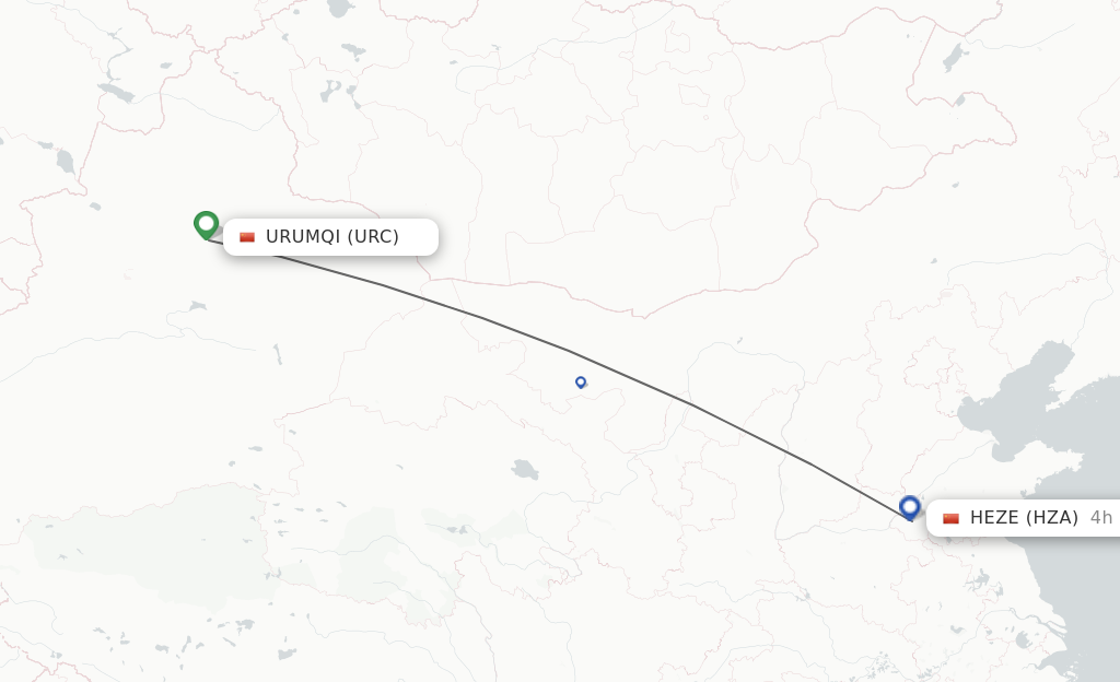 Direct (non-stop) flights from Urumqi to Heze - schedules - FlightsFrom.com