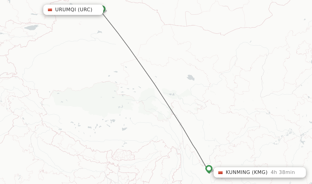 Direct (non-stop) flights from Urumqi to Kunming - schedules ...