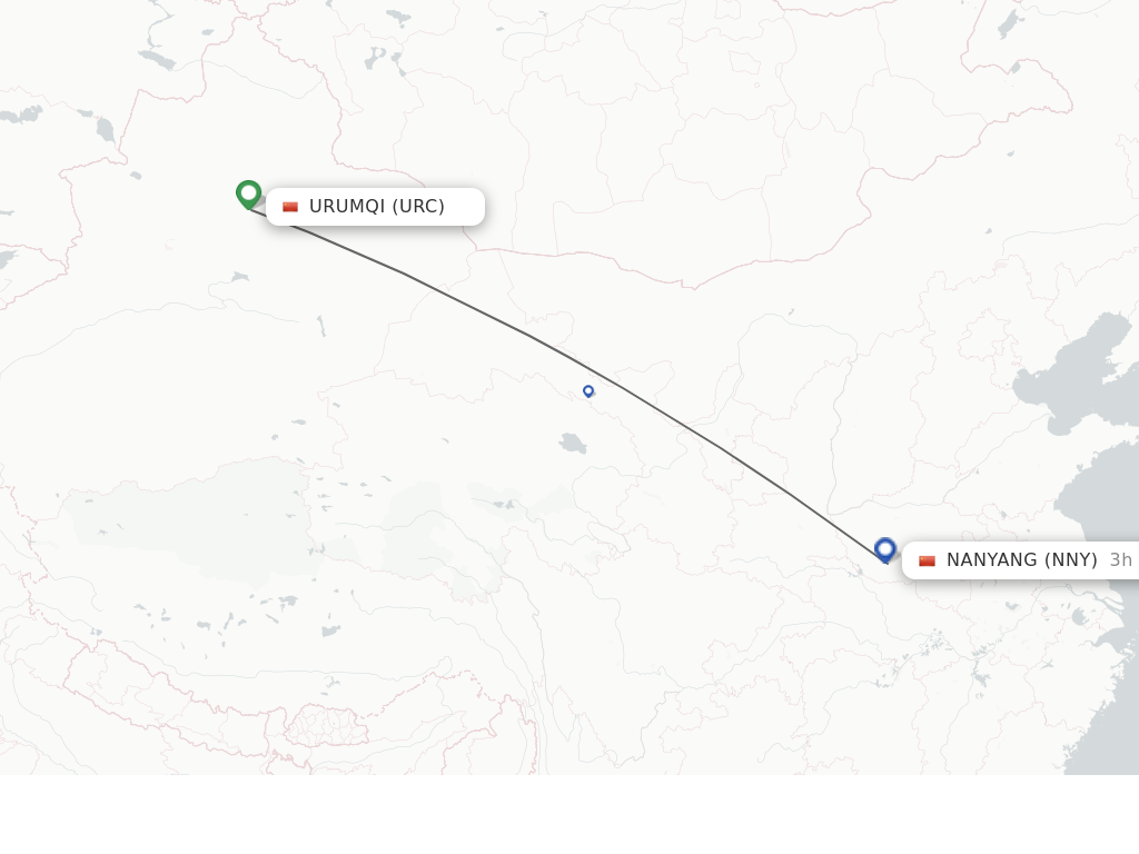 Direct (non-stop) flights from Urumqi to Nanyang - schedules ...