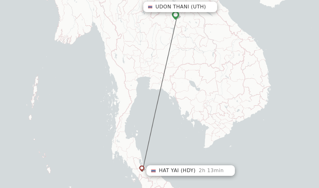 Direct non stop flights from Udon Thani to Hat Yai schedules