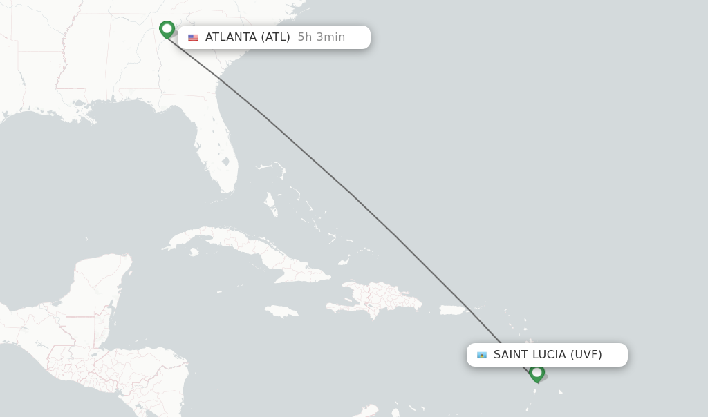 Direct non stop flights from Saint Lucia to Atlanta schedules