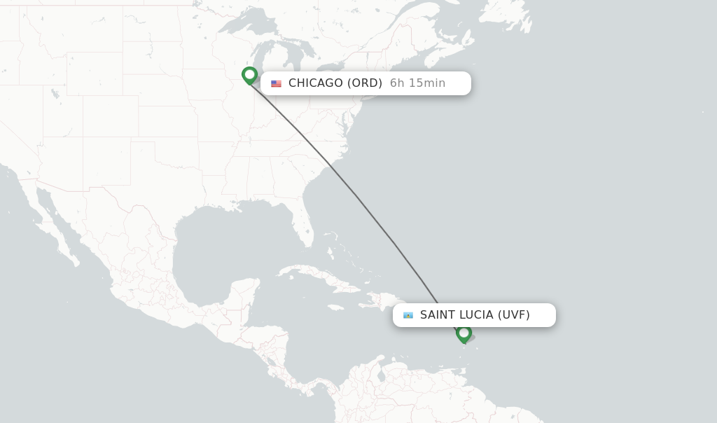 Direct non stop flights from Saint Lucia to Chicago schedules