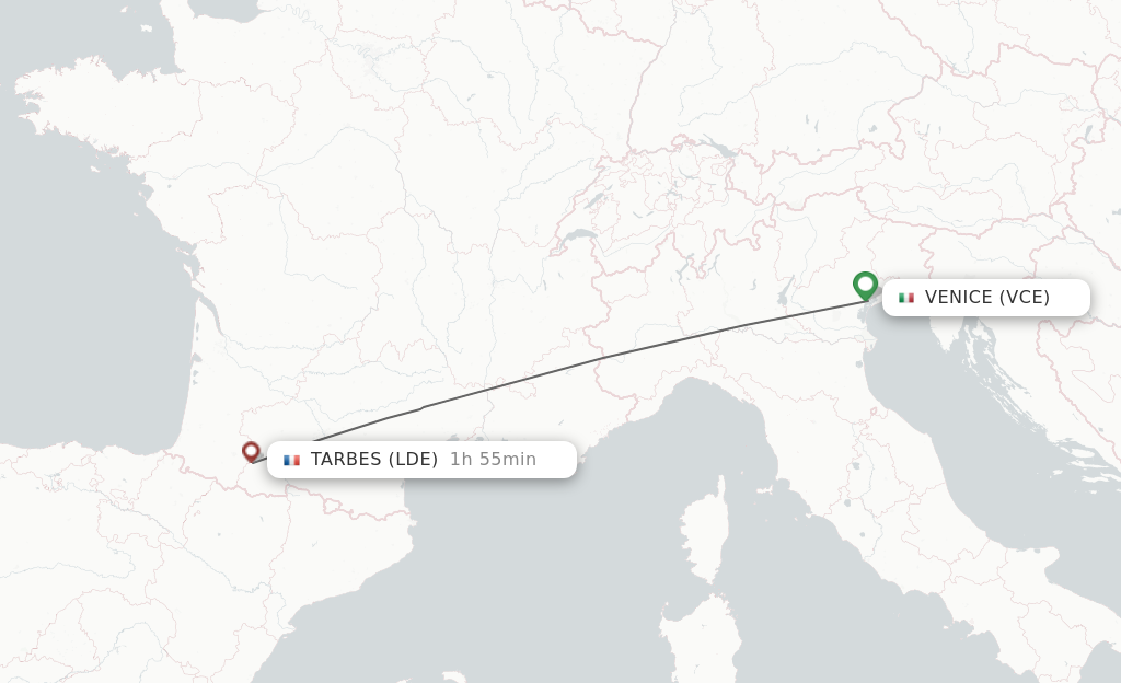 Direct non stop flights from Venice to Lourdes schedules