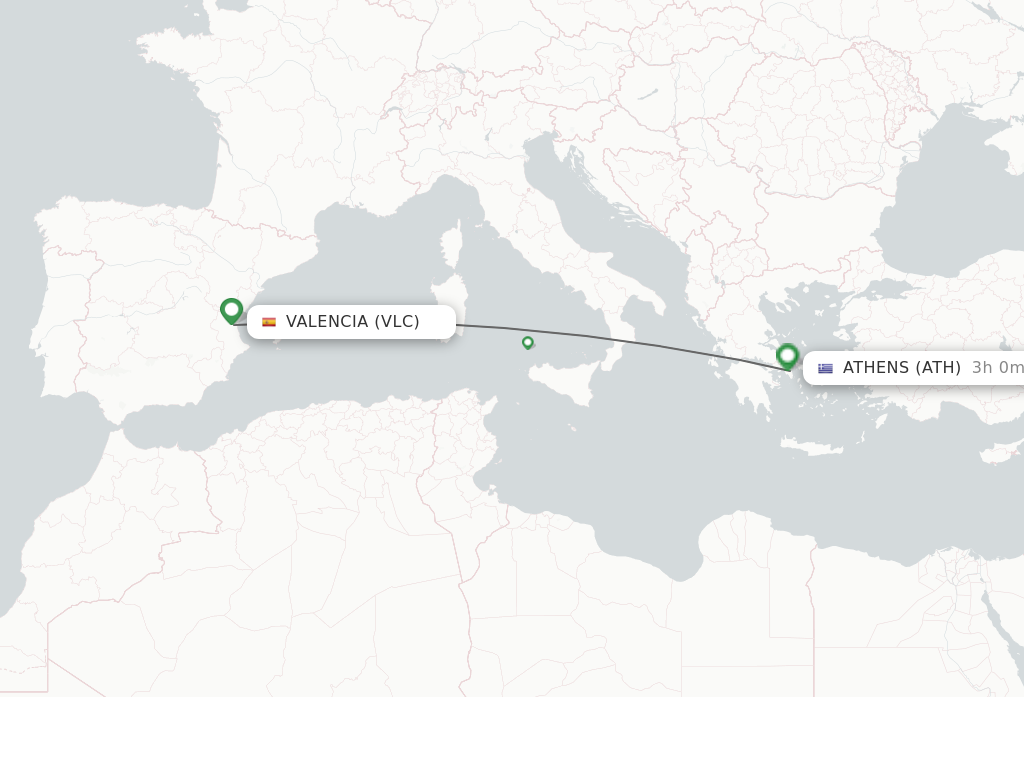 Direct non stop flights from Valencia to Athens schedules