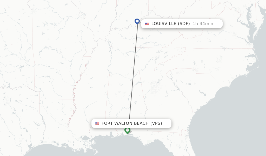 Direct (non-stop) Flights From Fort Walton Beach To Louisville ...