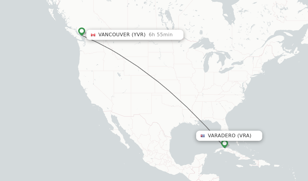 Direct (non-stop) flights from Varadero to Vancouver - schedules ...