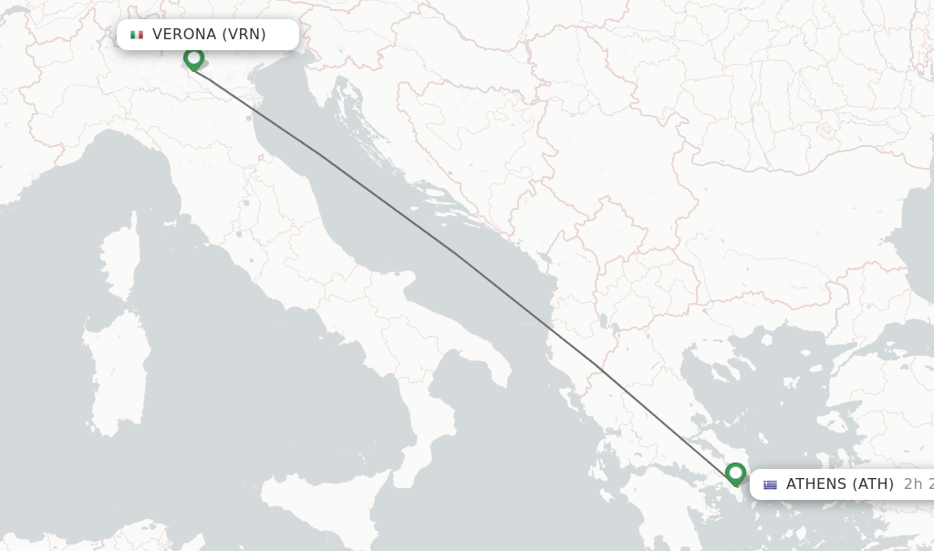 Direct non stop flights from Verona to Athens schedules