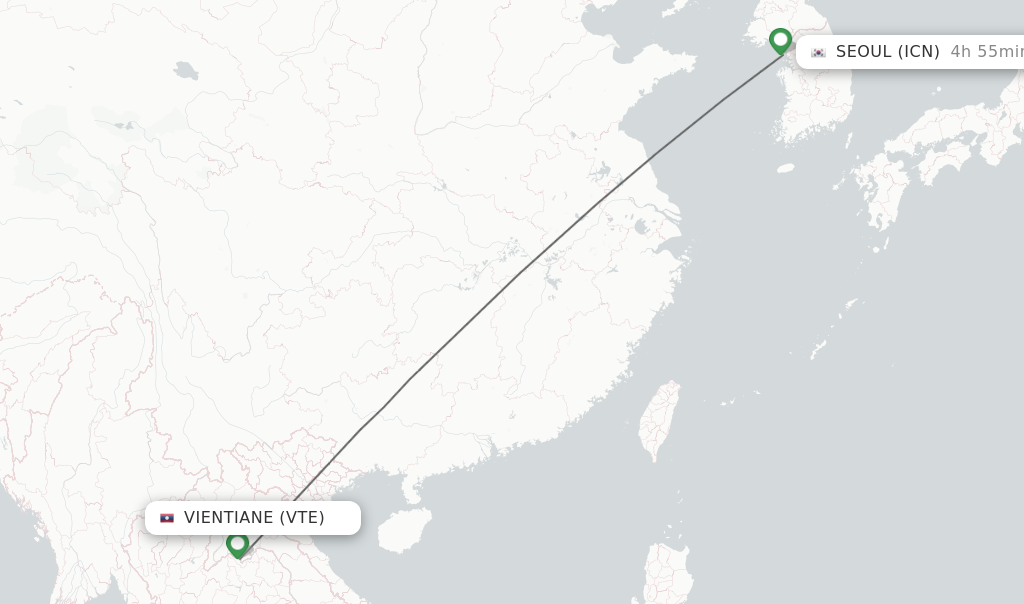 Direct (nonstop) flights from Vientiane to Seoul schedules